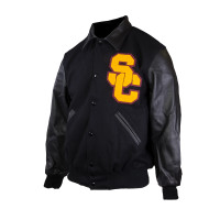 USC Trojans Men's Black SC Interlock Letterman Jacket